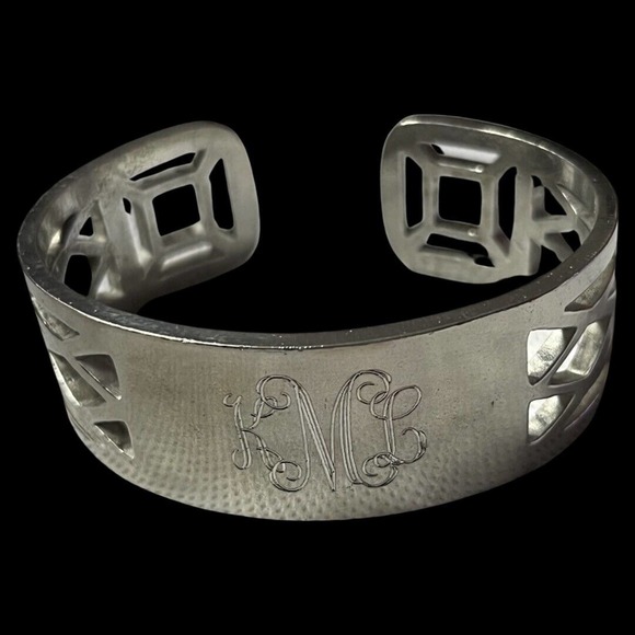 SALISBURY FINE METAL ARTISANS Monogram "KML" PEWTER CUFF BRACELET - Picture 1 of 15